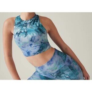 Athleta 531127 Conscious Crop Printed A-C Top Solarize Chrome Blue Women's Small